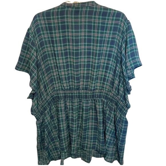 Torrid Georgette Ruffle Front Flutter Sleeve Blouse Women's 5X Blue & Green Top - Picture 7 of 12